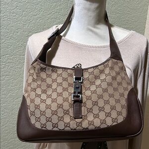 Gucci Tan and Brown GG Shoulder Bag